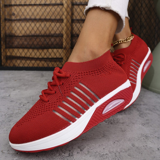 Spring And Autumn New Lace-up Slip-on Wedge Flying Woven Sports Shoes Women GlamzKart