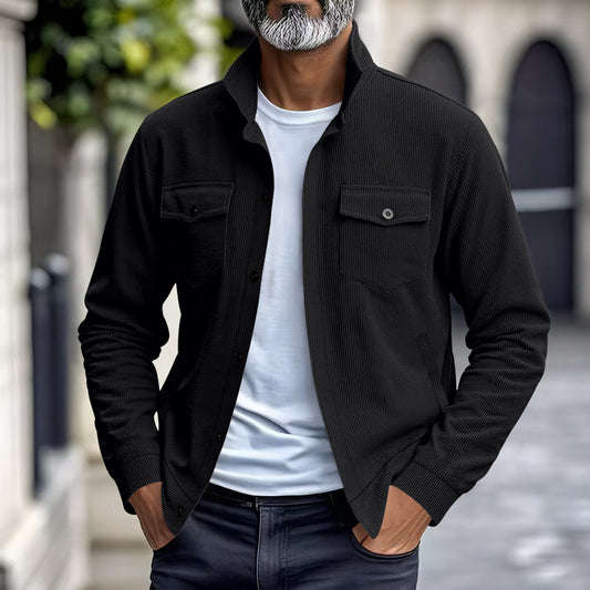 Simple Versatile Multi-pocket Long Sleeve Stand-up Collar Jacket Men's Clothing GlamzKart
