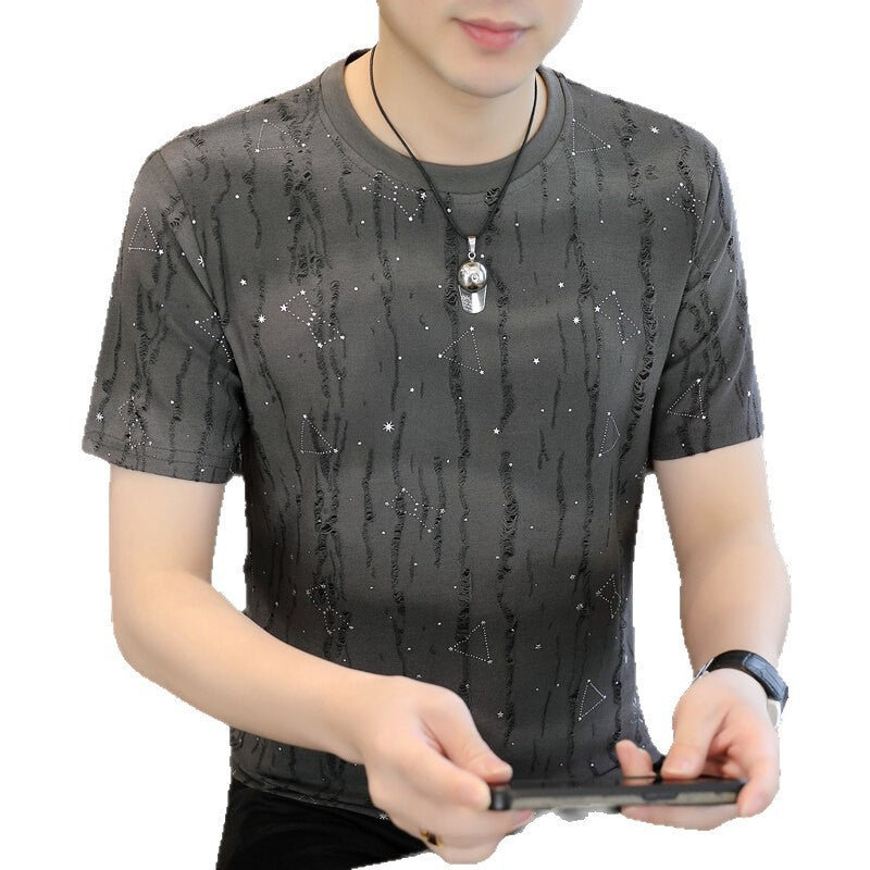 Ice Silk Short Sleeve T-shirt Casual Round Neck Top GlamzKart