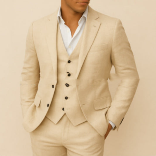 Men's Casual Business Three-piece Suit Champagne GlamzKart