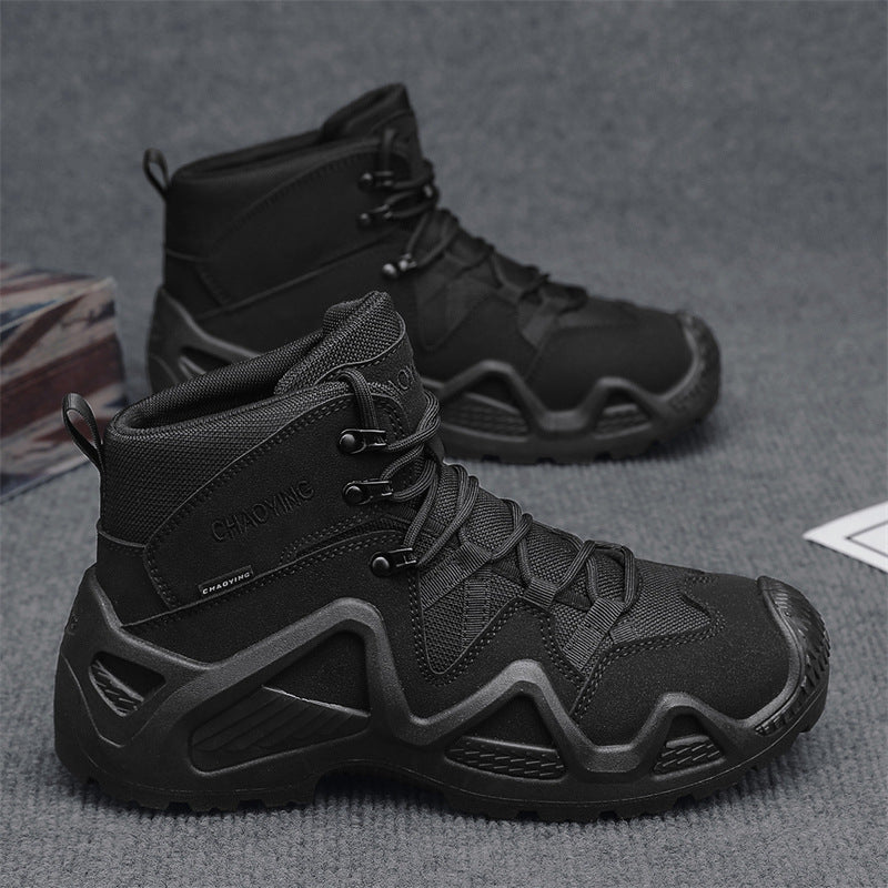 High-top Tactical Shoes Wear-resistant Desert Boots Outdoor New Combat Boots Black GlamzKart
