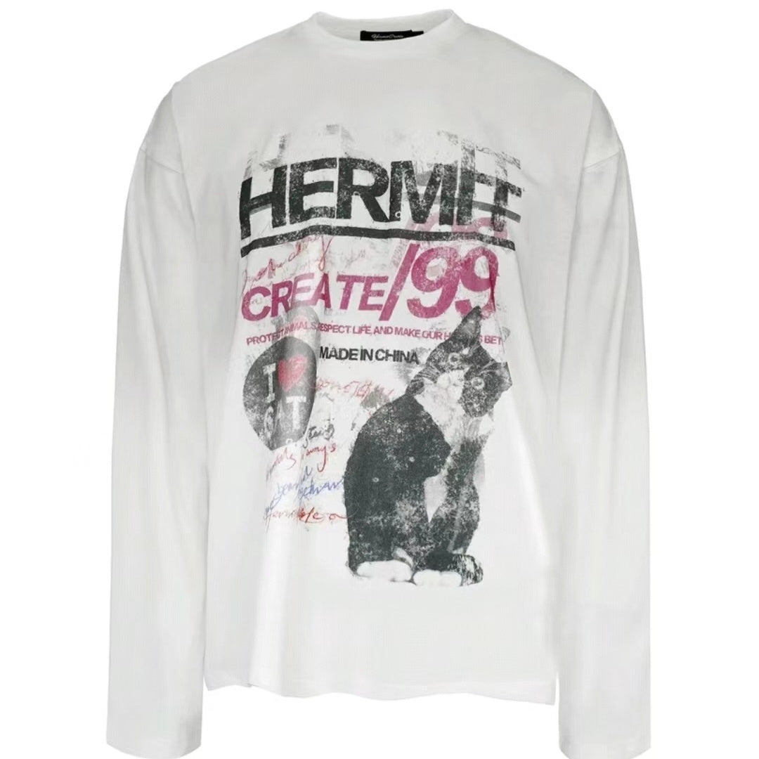 Spring And Autumn Pure Cotton Men And Women Loose Casual Top Long Sleeve White GlamzKart
