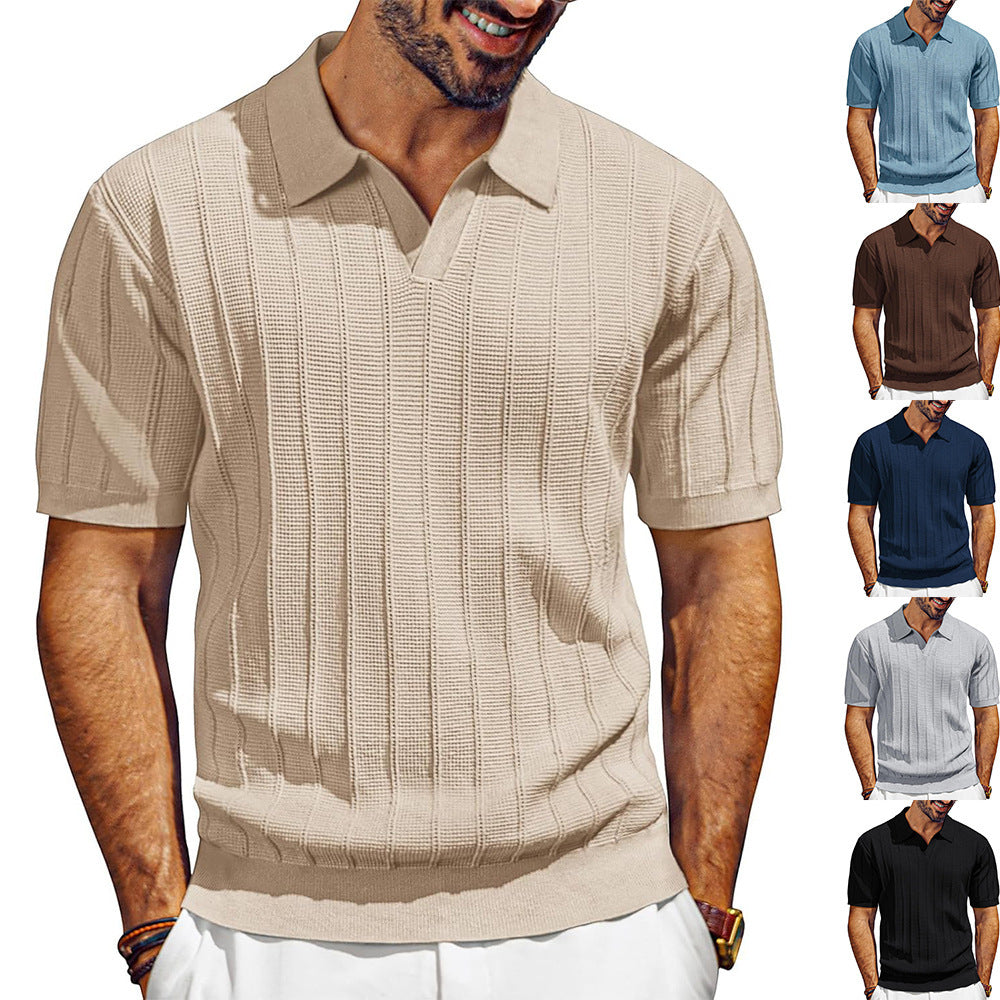 Men's Breathable V-neck Hollow Lapel Knitwear GlamzKart