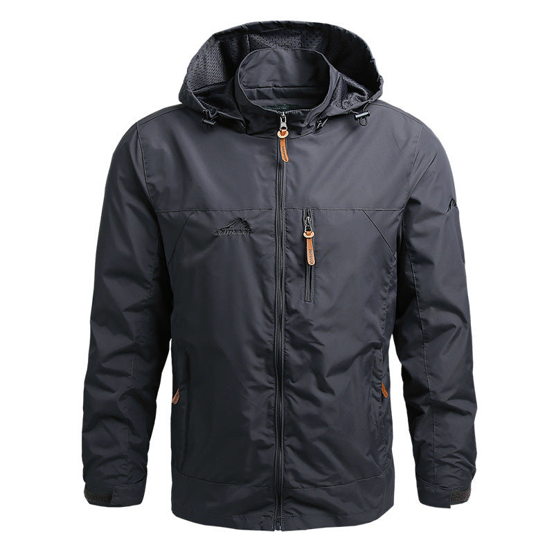 Mountaineering Shell Jacket Windcheater Outdoor Sports Jacket Men's Clothing Gray GlamzKart