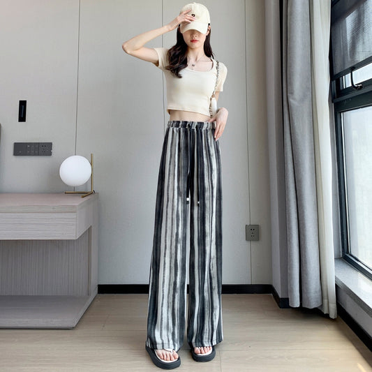 Tie-dyed Ink Painting Elastic High Waist Loose Casual Pants GlamzKart