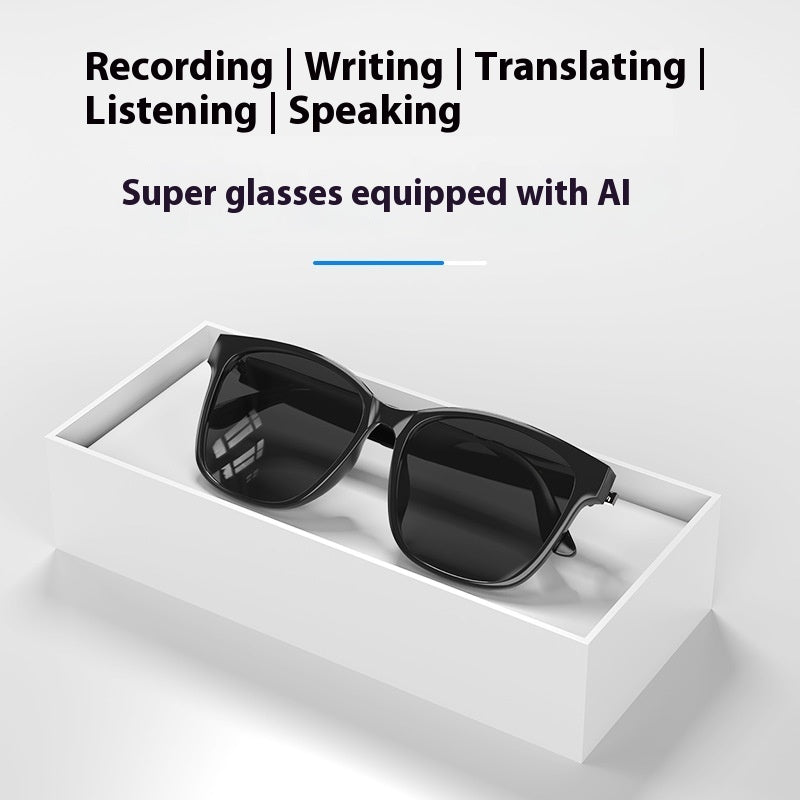 Intelligent AI Translation Wireless Bluetooth Glasses Headset Language Real-time Interpretation Black GlamzKart
