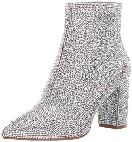 Rhinestone Pointed Toe Fashion Ankle Boots Silver White GlamzKart
