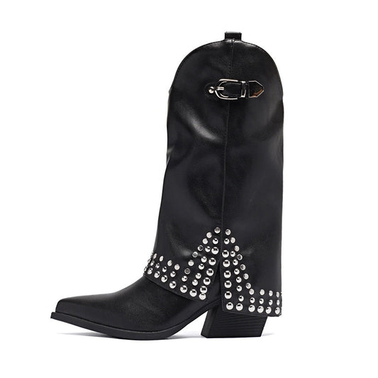 Spring And Autumn Pointed Knight Boots Women GlamzKart