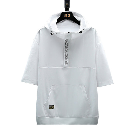 Fashion Men's Sports Hooded Short Sleeve T-shirt GlamzKart