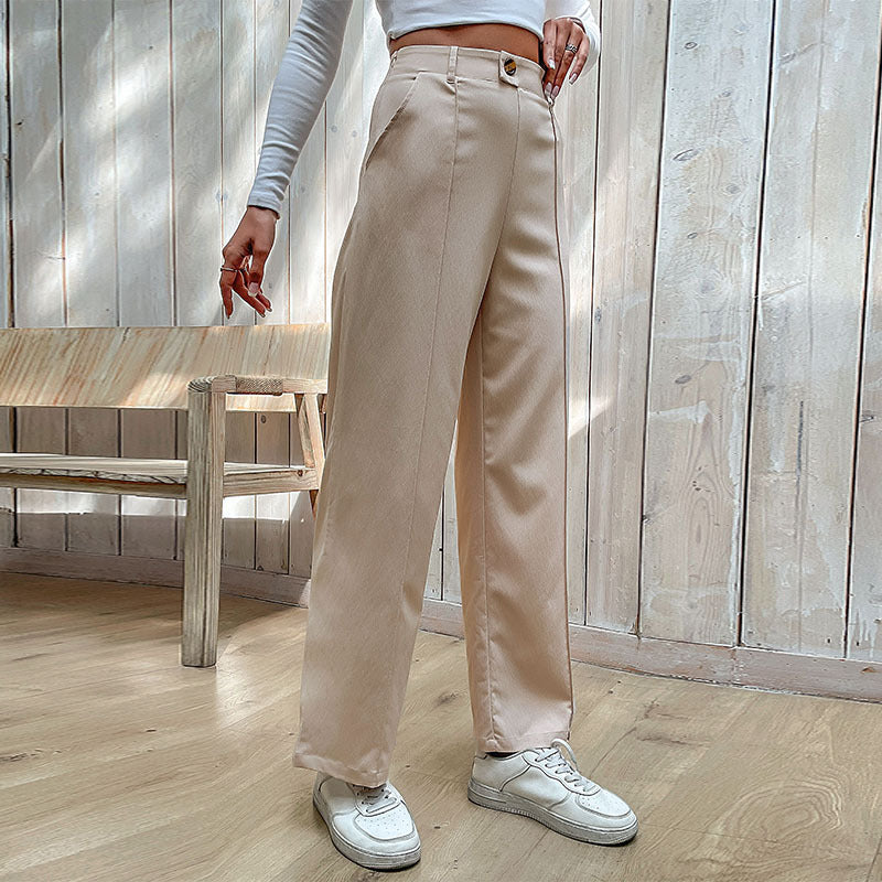 Women's Casual Slacks Splicing Straight-leg Pants GlamzKart