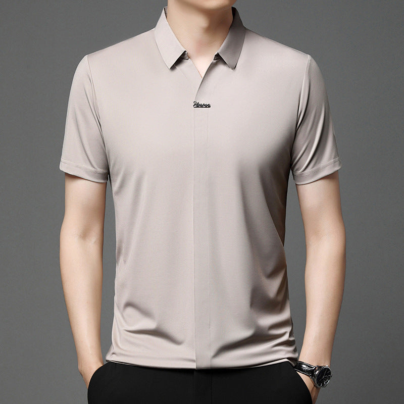 Ice Silk Short Sleeve Men's Fashion Casual Lapel GlamzKart