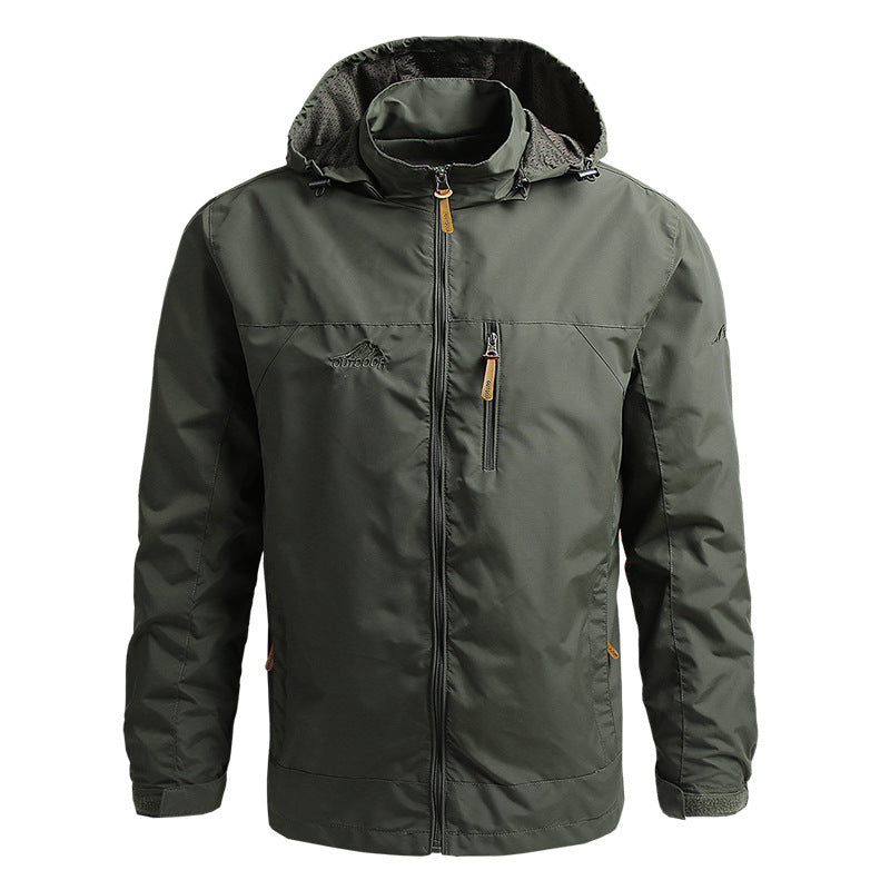 Mountaineering Shell Jacket Windcheater Outdoor Sports Jacket Men's Clothing Army Green GlamzKart