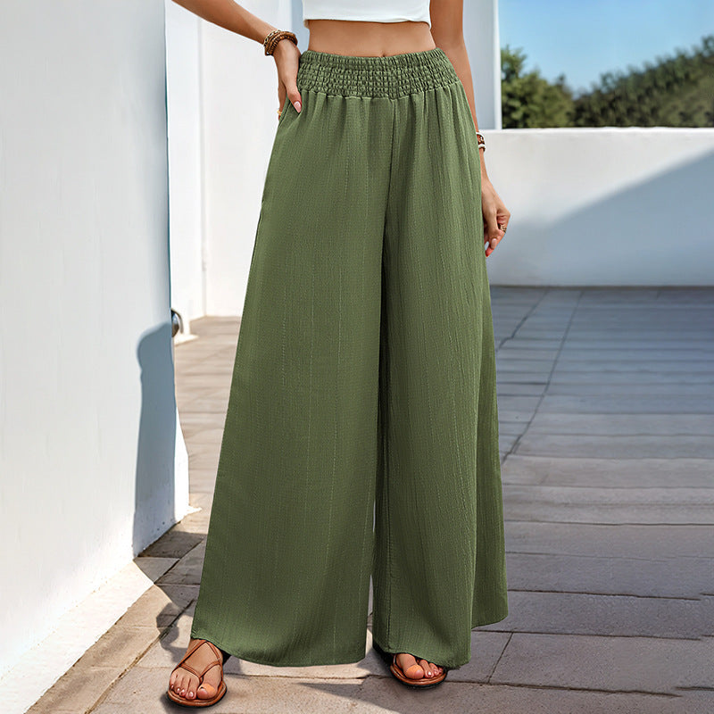 Green Casual Wide-leg Pants For Women GlamzKart