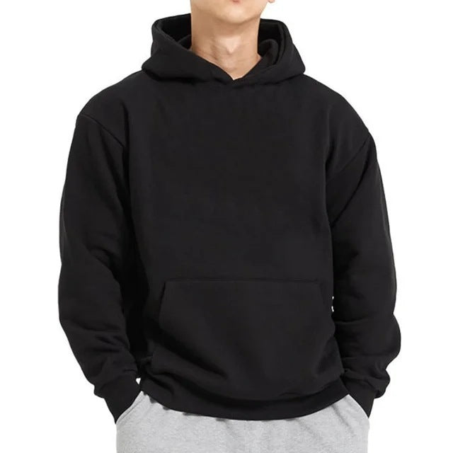 Men's Sweatshirt Loose Sweatshirt Drop-shoulder Sleeve Hoodie Black GlamzKart