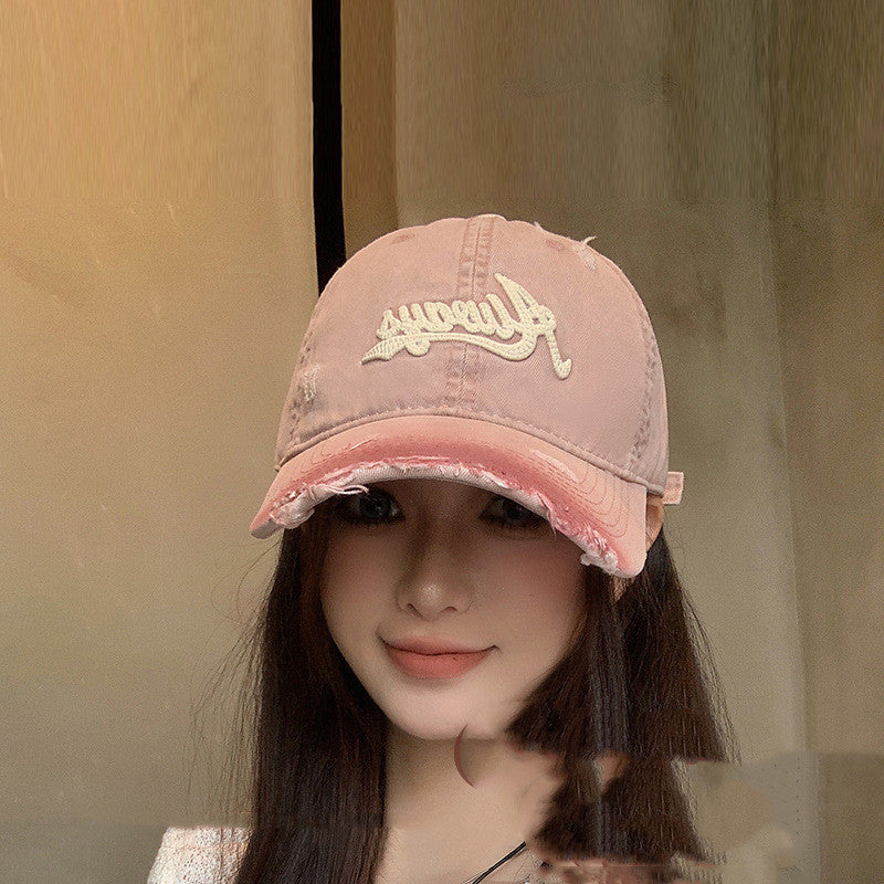 Retro Worn Looking Washed-out Sun Hat Pink Adjustable GlamzKart