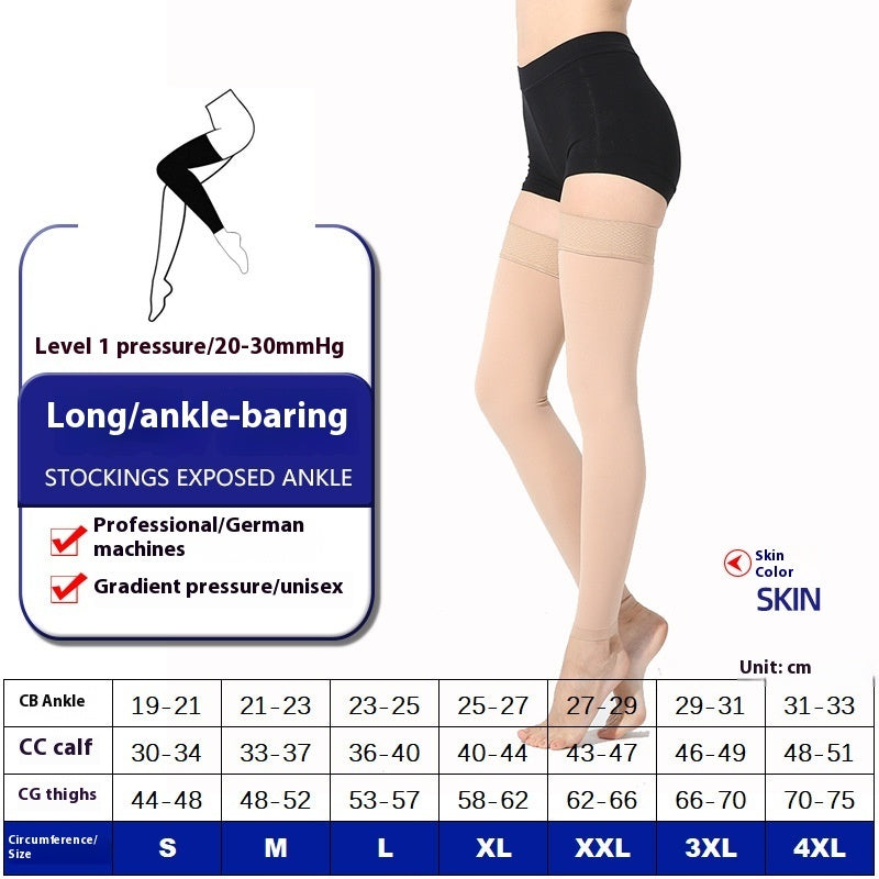 Long Tube Over The Knee Sports Compression Leg Warmer Stretch Socks Skin Color GlamzKart