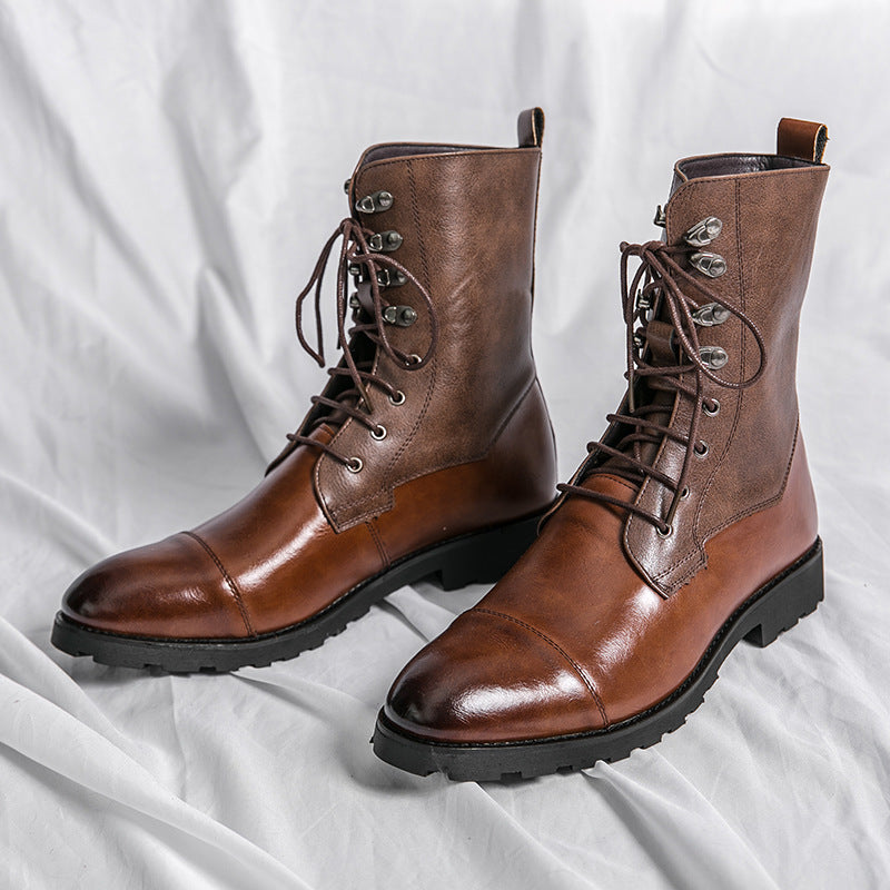 Fall Winter Lace-up Booties Black Locomotive Denim Brown GlamzKart