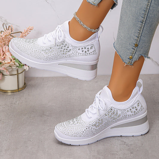 Rhinestone Lace Up Fashion Style Daily Commuter Women's Casual Shoes GlamzKart