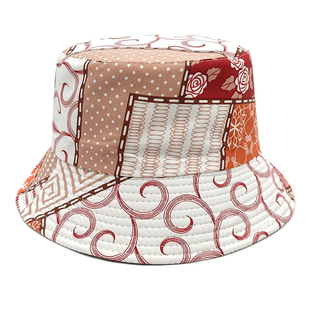 Geometric Bucket Hat Color Matching Printing Double-sided Wear Bucket Hat 5color M GlamzKart