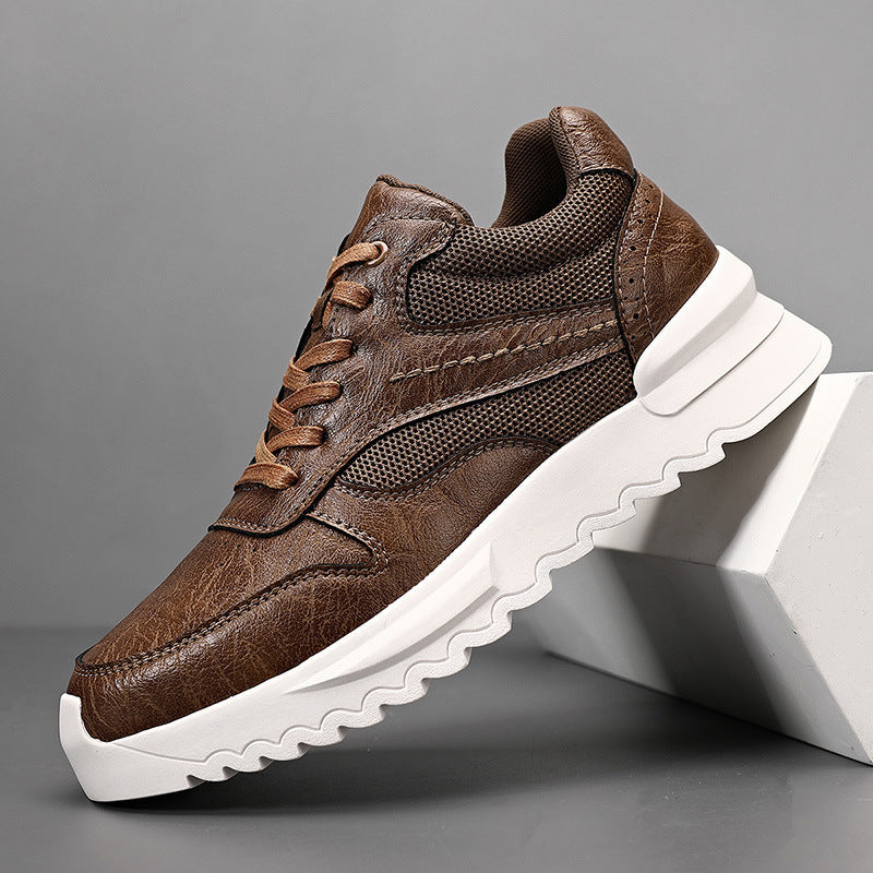 Invisible Wedge Hidden Heel Men's Casual Sports Shoes Brown GlamzKart