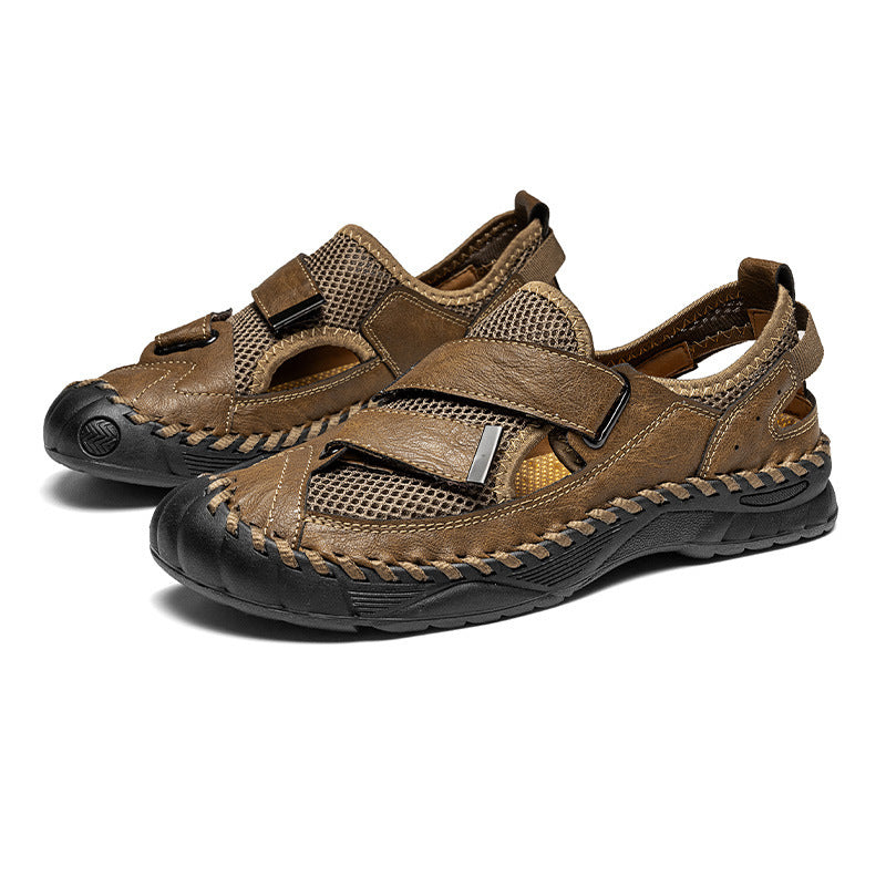 Wear-resistant Non-slip Outdoor Men's Beach Sandals Khaki GlamzKart