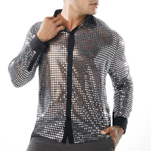 Men's Scales Shirt Long Sleeve Collar GlamzKart