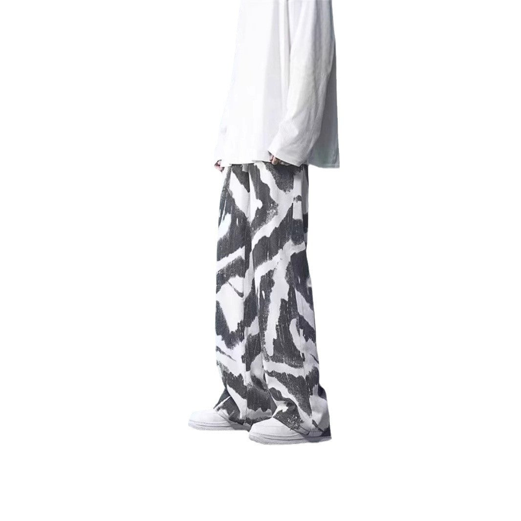 New High Street Tie-dyed Graffiti Wide-leg Pants Men GlamzKart