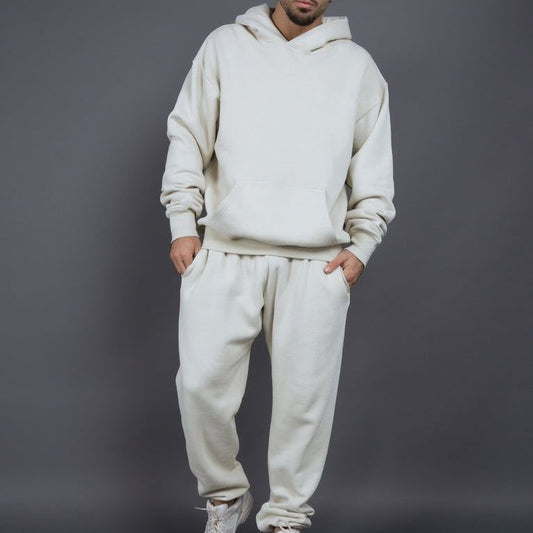 Men's Casual Loose Solid Color Hooded Sweatshirt Pants GlamzKart
