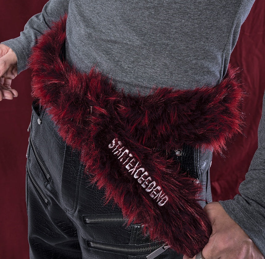 Creative And Versatile Letter Embroidered Fur Belt RED 110CM GlamzKart