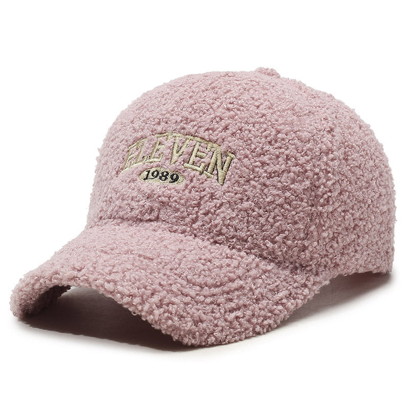 Winter Lambskin Thickened Warm Baseball Cap Purple Adjustable GlamzKart