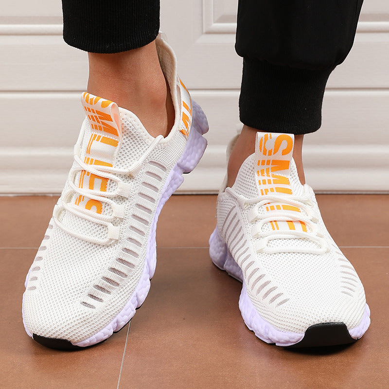 Couple's Breathable Casual Sneaker Hollow Running 8402 White GlamzKart