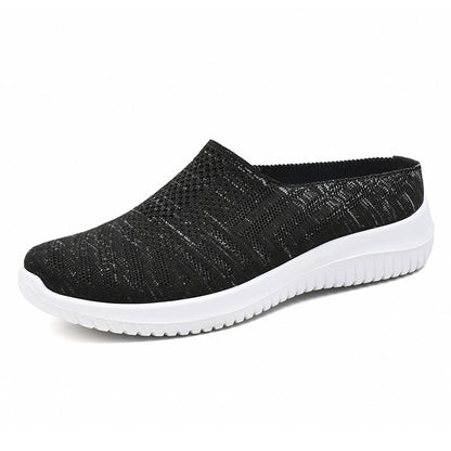 Plus Size Toe Cap Semi Slipper Breathable Soft Bottom Casual Mom Shoes Outdoor Slippers Black GlamzKart