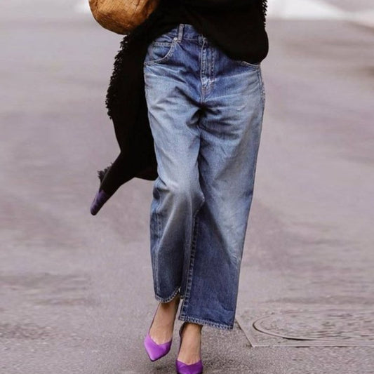 Loose Mid Waist Casual Straight Pants Cropped Pants GlamzKart