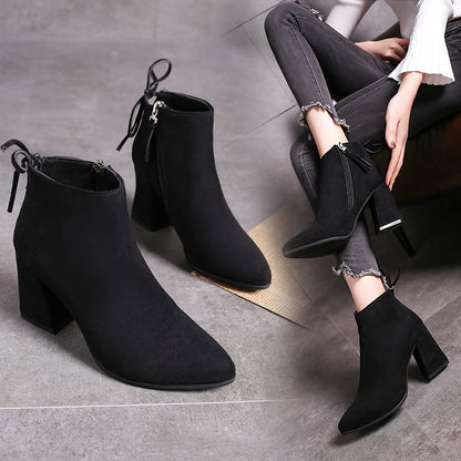 European And American Martin Boots Pointed High Heels Plus Size Women GlamzKart