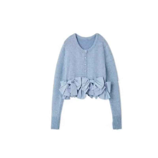 Women's Long-sleeved Sweater Bow Decoration Temperament Leisure Top