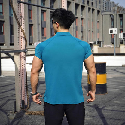 Short Sleeve Outdoor Sports Half Zipper Stand Collar T-shirt GlamzKart