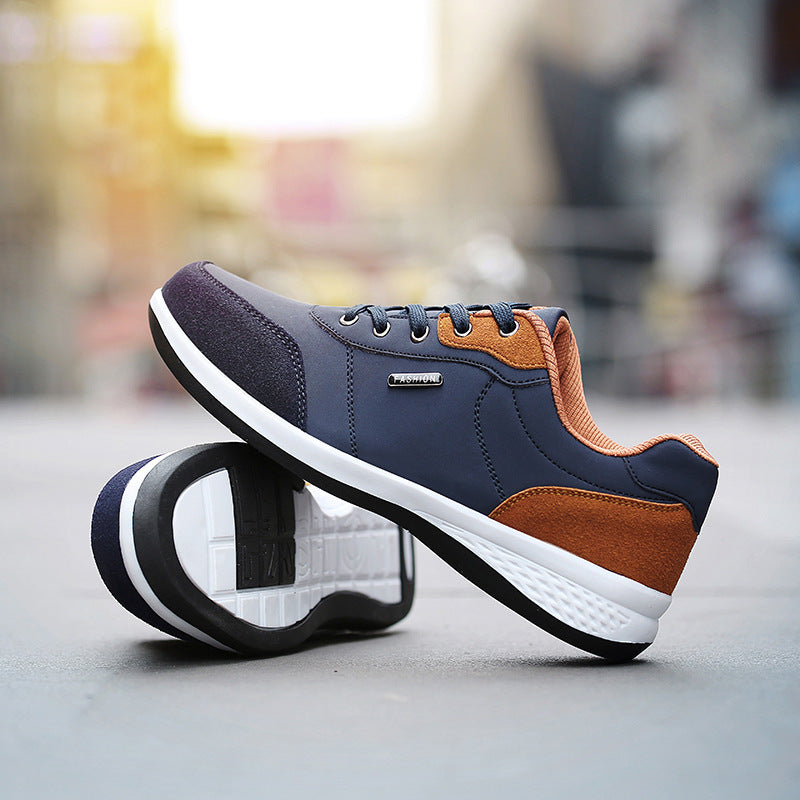 Fashion Men's Casual Sneaker Plus Size Running Shoes Dark Blue Brown GlamzKart