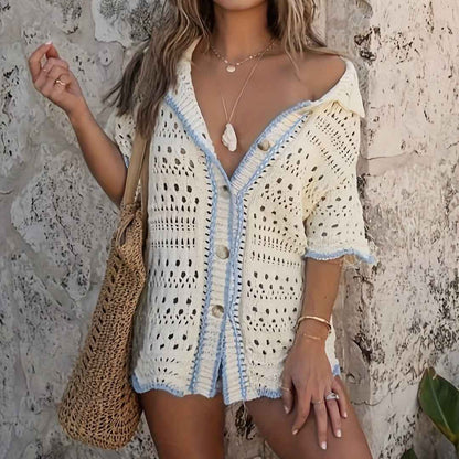 Women's All-matching Lace Cutout Knitted Cardigan Top