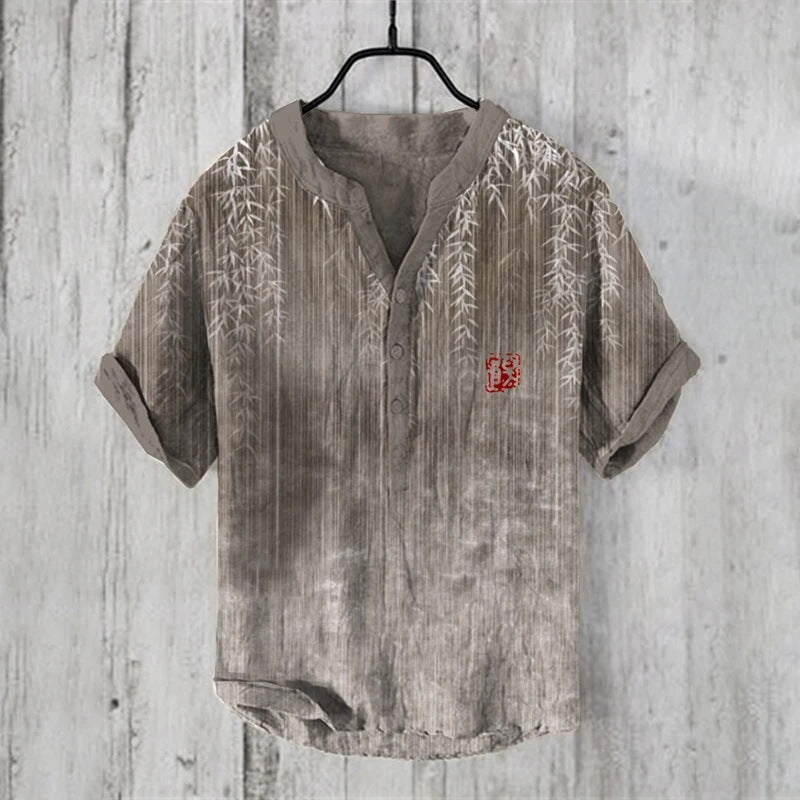 Summer Beach Casual Men's Clothing Short Sleeve V-neck ZC173 GlamzKart