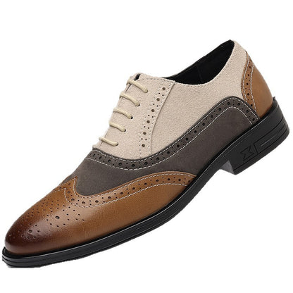 Plus Size Male Brogue Pointed Casual Leather Shoes GlamzKart