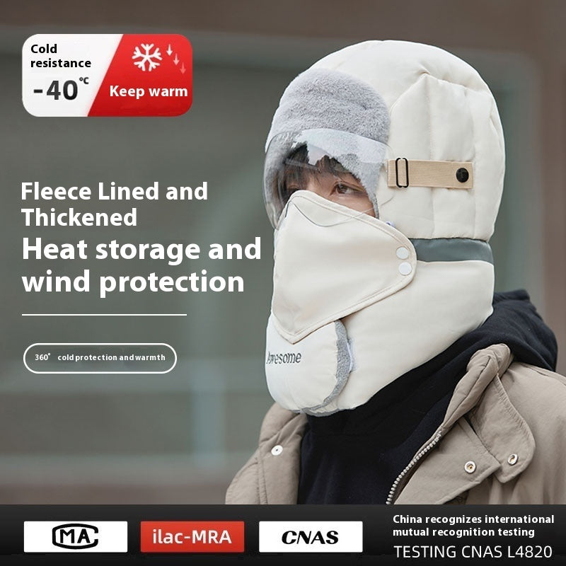 Hat Female Winter Wind Mask Riding Cold-proof Equipment Fleece-lined GlamzKart