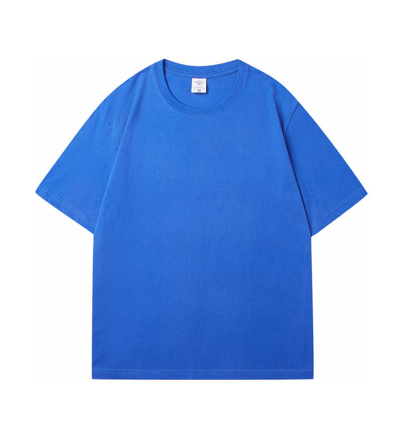 All-matching Round Neck Short Sleeves Loose Klein Blue GlamzKart