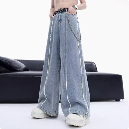 Niche Design Pleated Textured Short Shirt Men's Tops Blue Pants GlamzKart