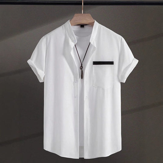 Summer New Men's Color Matching Fashion Short Sleeve Shirt GlamzKart