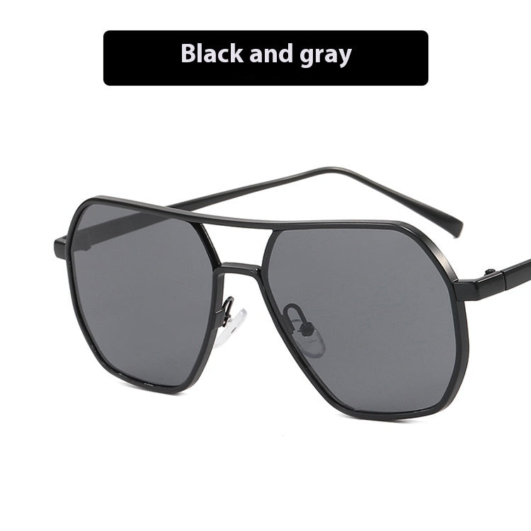 Men's Double Beam Sunglasses UV Protection As Shown In The Figure Black And Gray GlamzKart