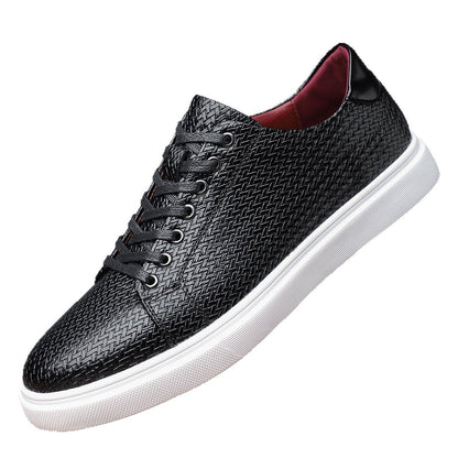 British Style Comfortable Breathable Men's Leather Shoes Low-top Flat Business GlamzKart