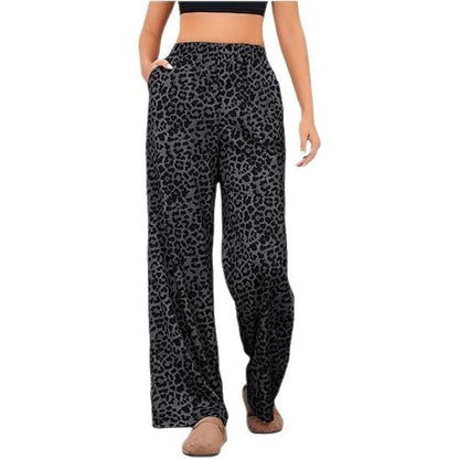 Women's Leopard Print Elastic High Waist Trousers GlamzKart