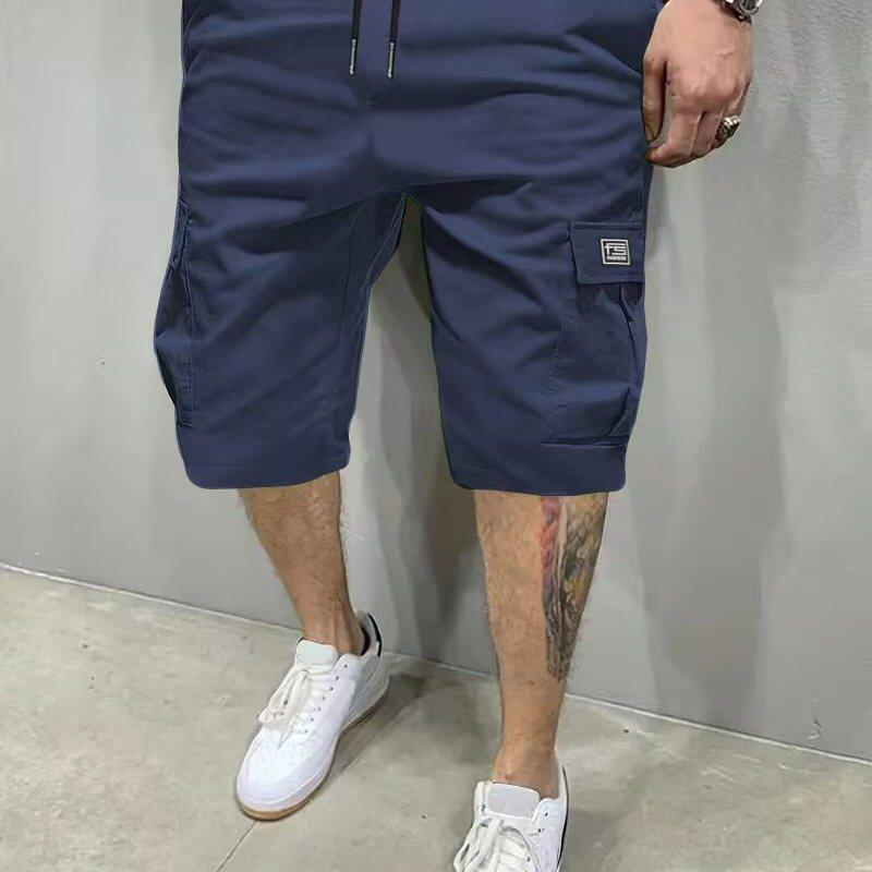 Shorts Summer Men's American Fifth Pants Overalls Korean Black Blue GlamzKart