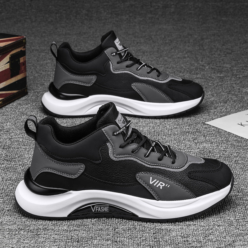 Male Student All-match Soft Bottom Casual Running Shoes G718 Black GlamzKart