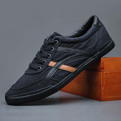 Breathable Casual Large Size Shoes Summer Men's Shoes Canvas 21145 All Black GlamzKart